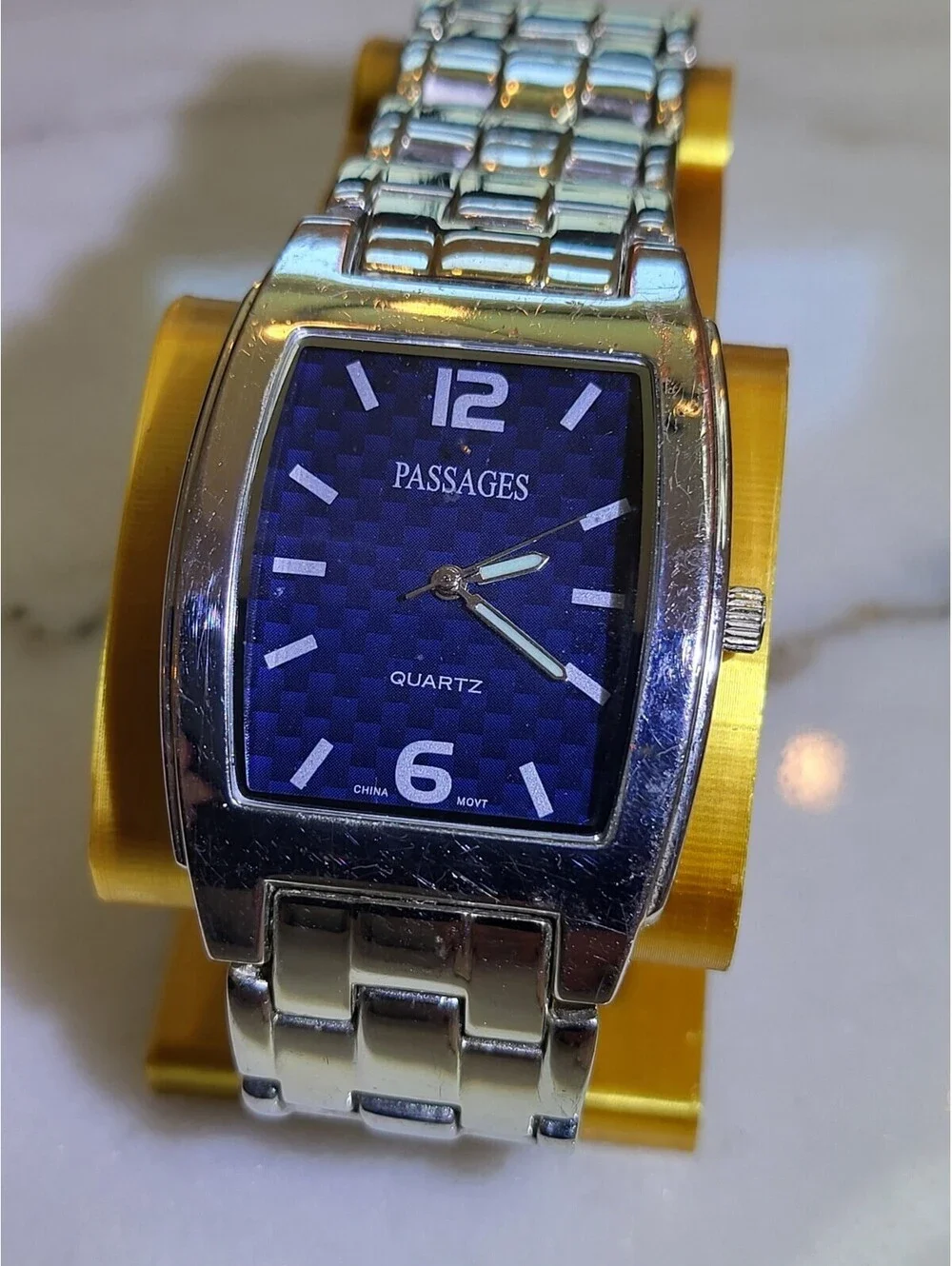 Passages Quartz Model 32175 100 Watch Chrome Band Blue Face Men's Watch